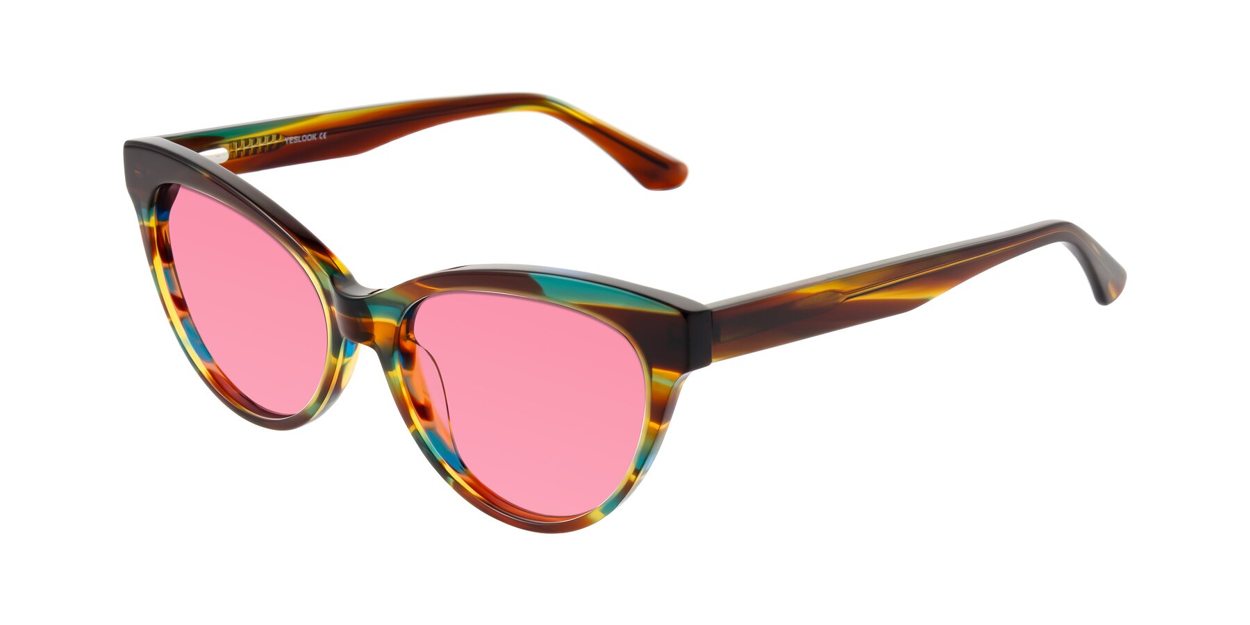 Angle of Carrick in Forest Tortoise with Pink Tinted Lenses