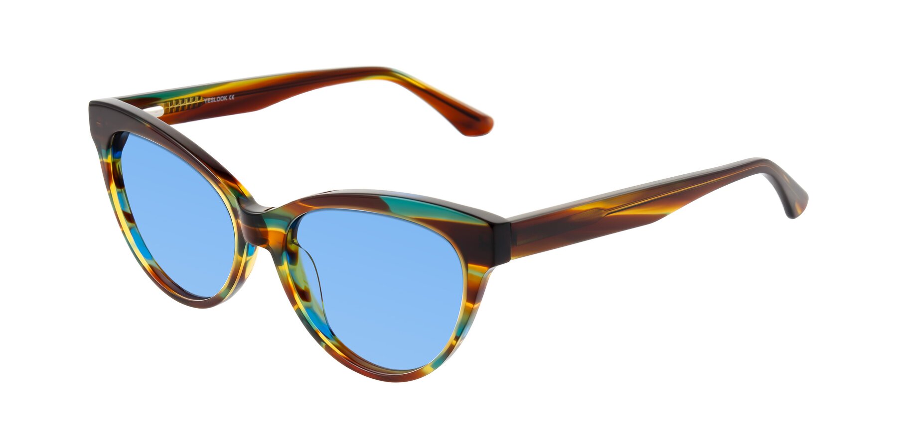 Angle of Carrick in Forest Tortoise with Medium Blue Tinted Lenses