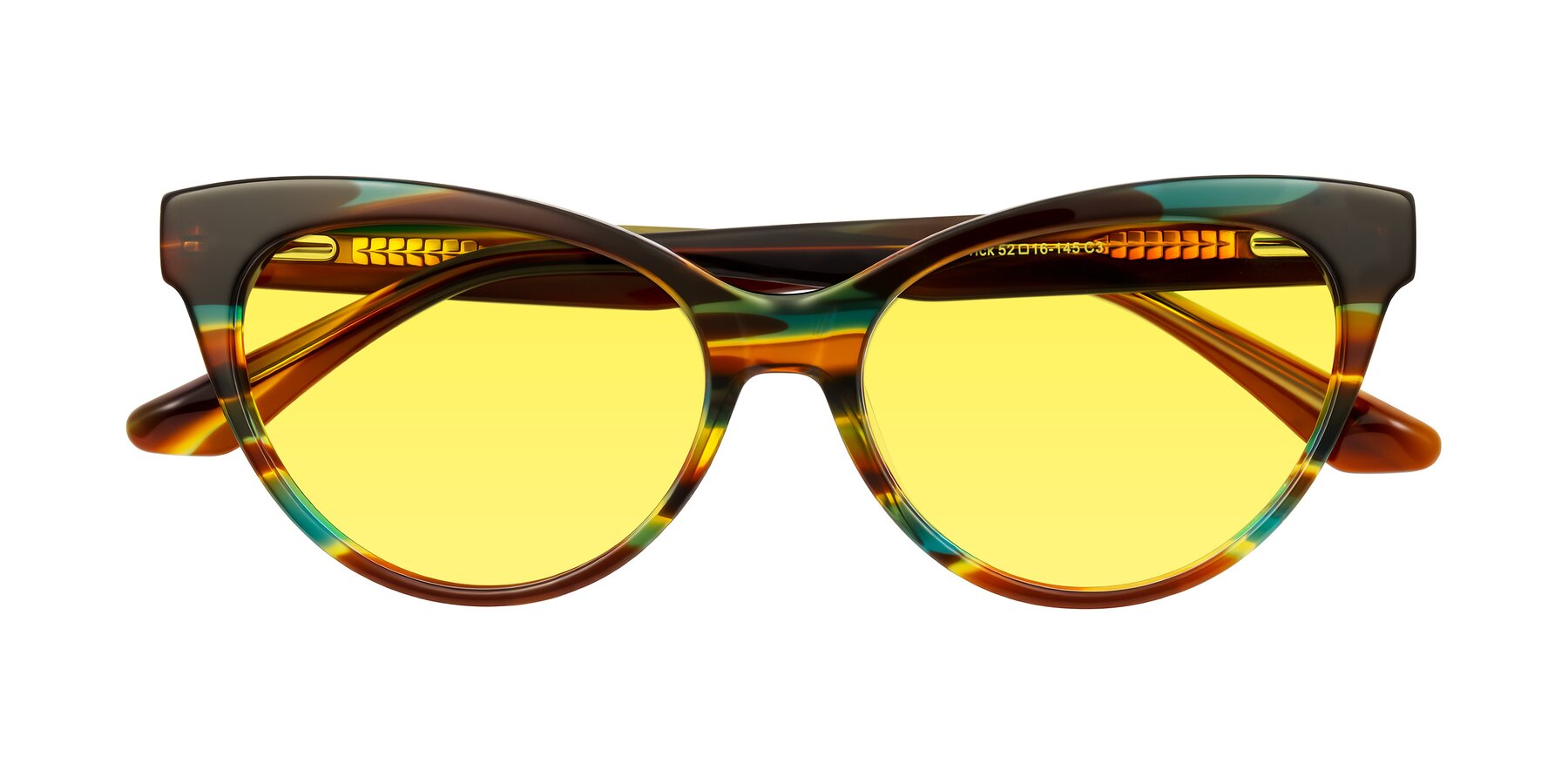 Folded Front of Carrick in Forest Tortoise with Medium Yellow Tinted Lenses