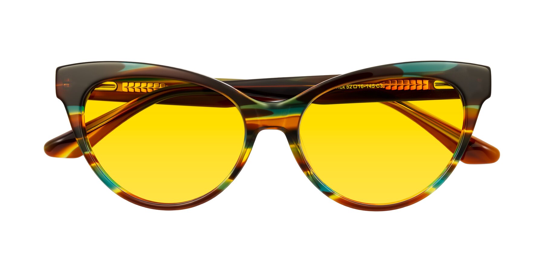 Folded Front of Carrick in Forest Tortoise with Yellow Tinted Lenses
