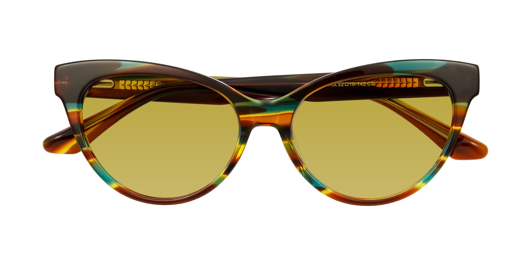Folded Front of Carrick in Forest Tortoise with Champagne Tinted Lenses