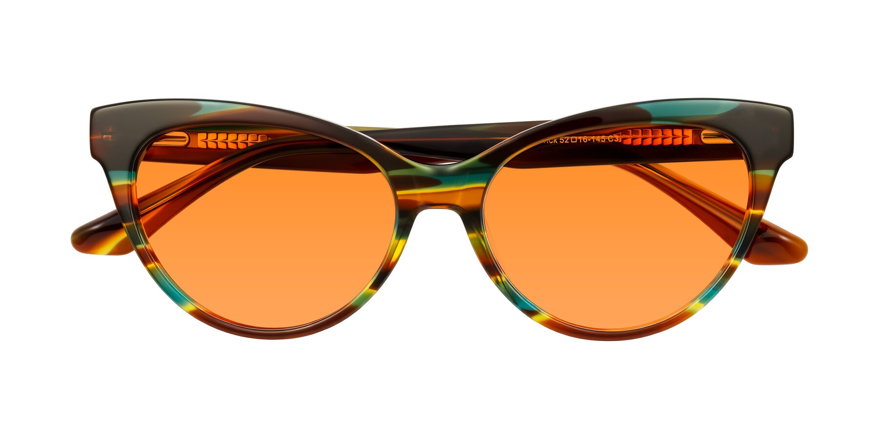 Folded Front of Carrick in Forest Tortoise with Orange Tinted Lenses