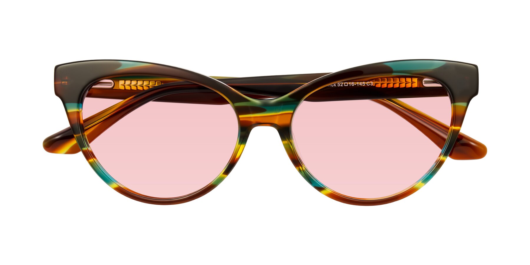 Folded Front of Carrick in Forest Tortoise with Light Garnet Tinted Lenses