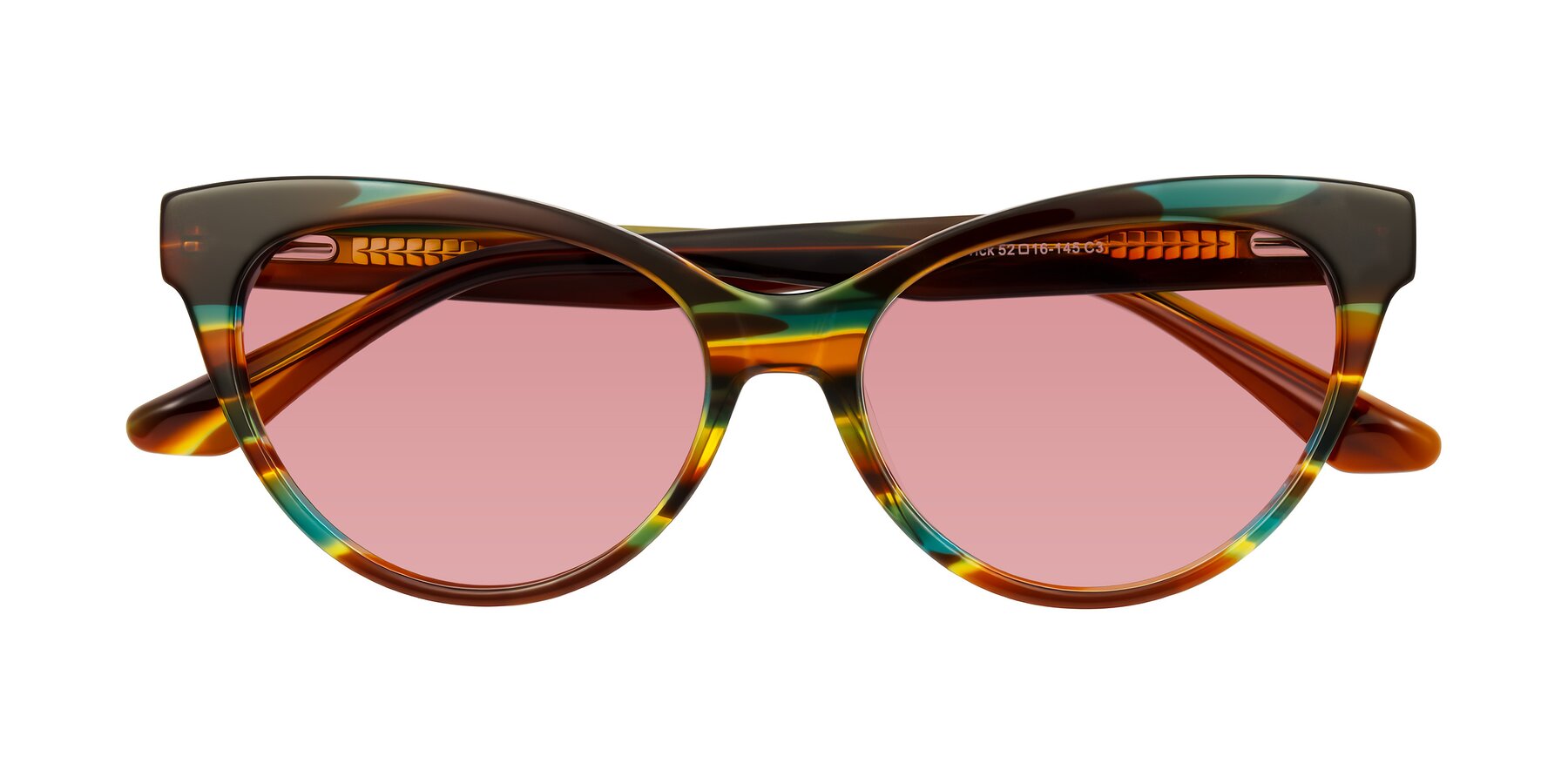 Folded Front of Carrick in Forest Tortoise with Medium Garnet Tinted Lenses