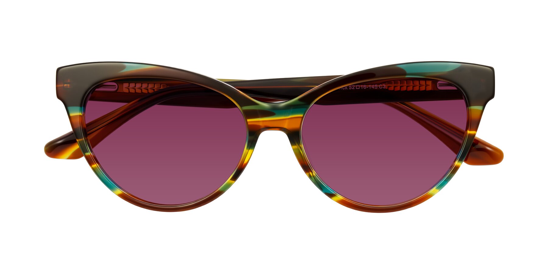 Folded Front of Carrick in Forest Tortoise with Wine Tinted Lenses