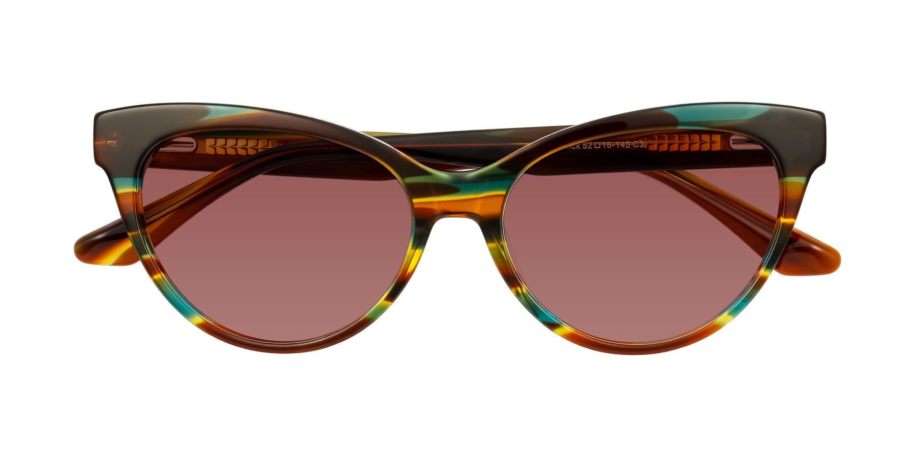 Folded Front of Carrick in Forest Tortoise with Garnet Tinted Lenses