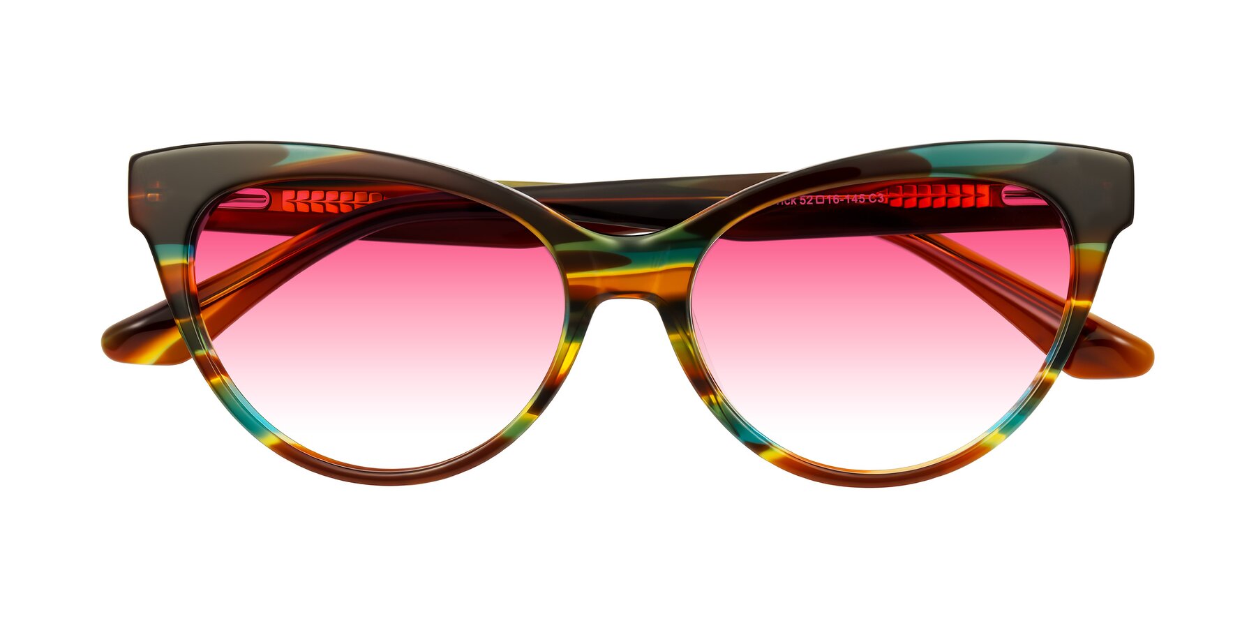 Folded Front of Carrick in Forest Tortoise with Pink Gradient Lenses