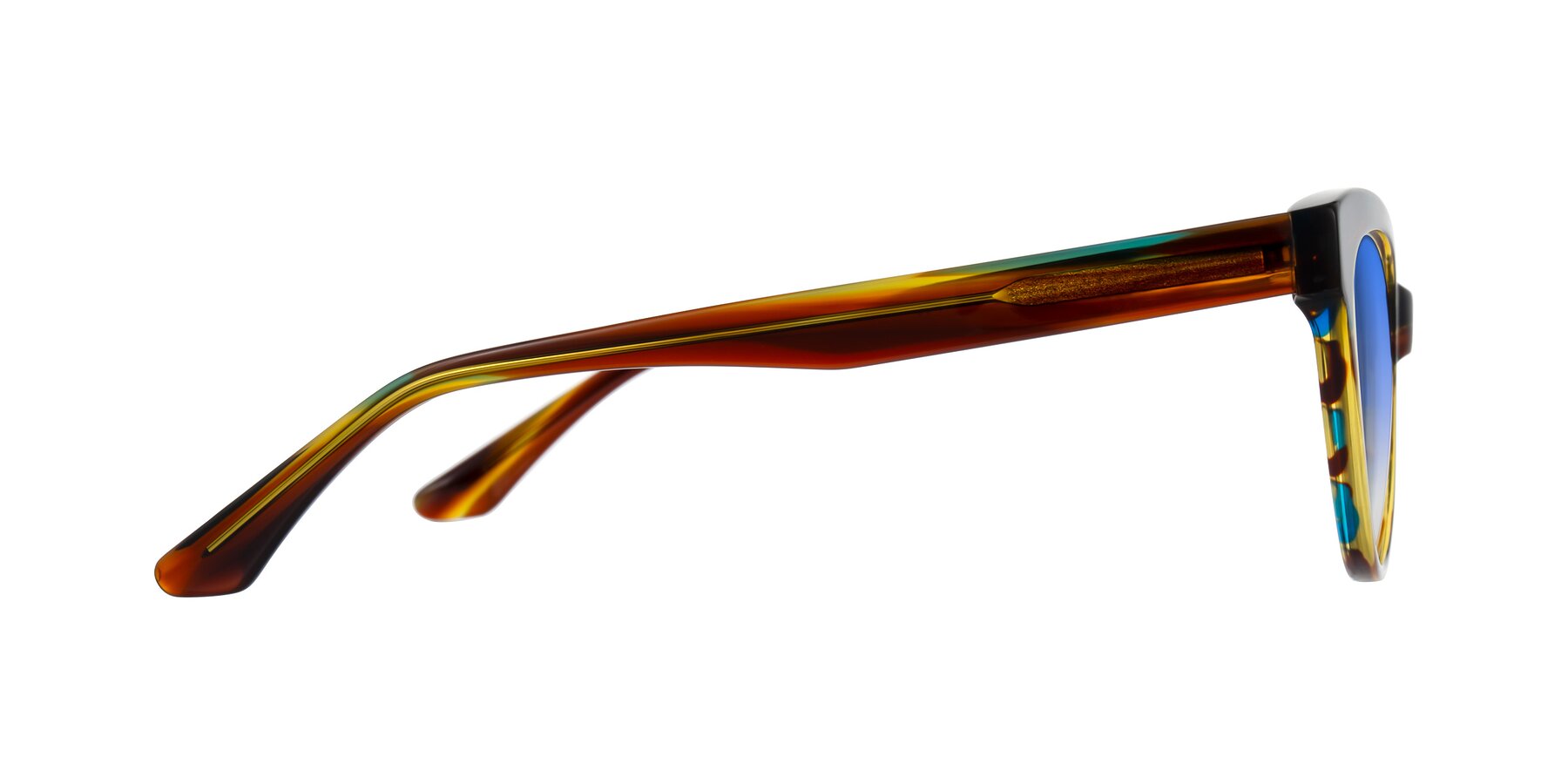 Side of Carrick in Forest Tortoise with Blue Gradient Lenses