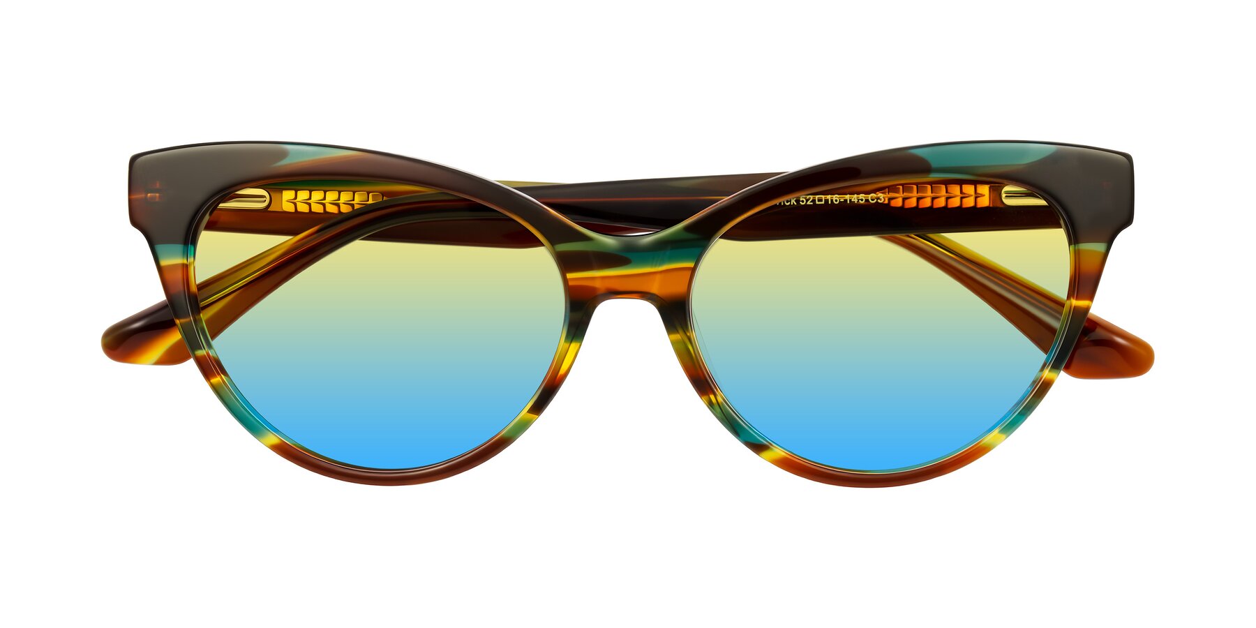 Folded Front of Carrick in Forest Tortoise with Yellow / Blue Gradient Lenses