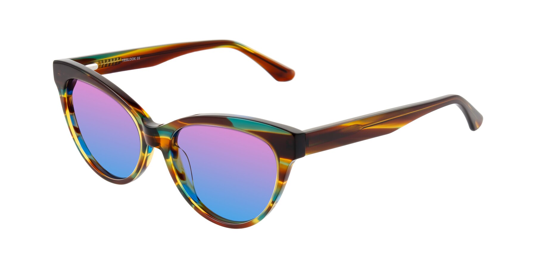 Angle of Carrick in Forest Tortoise with Pink / Blue Gradient Lenses