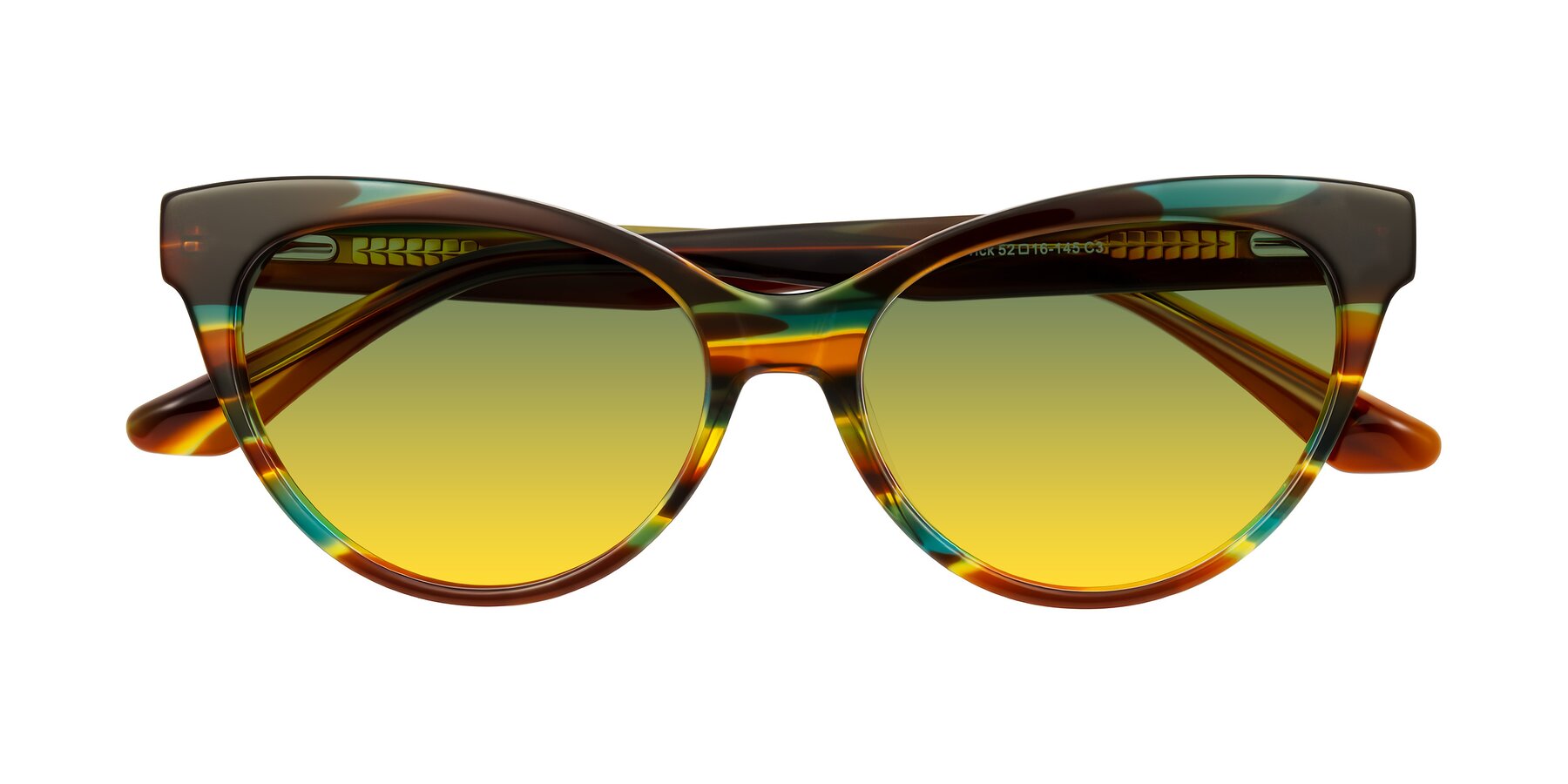 Folded Front of Carrick in Forest Tortoise with Green / Yellow Gradient Lenses