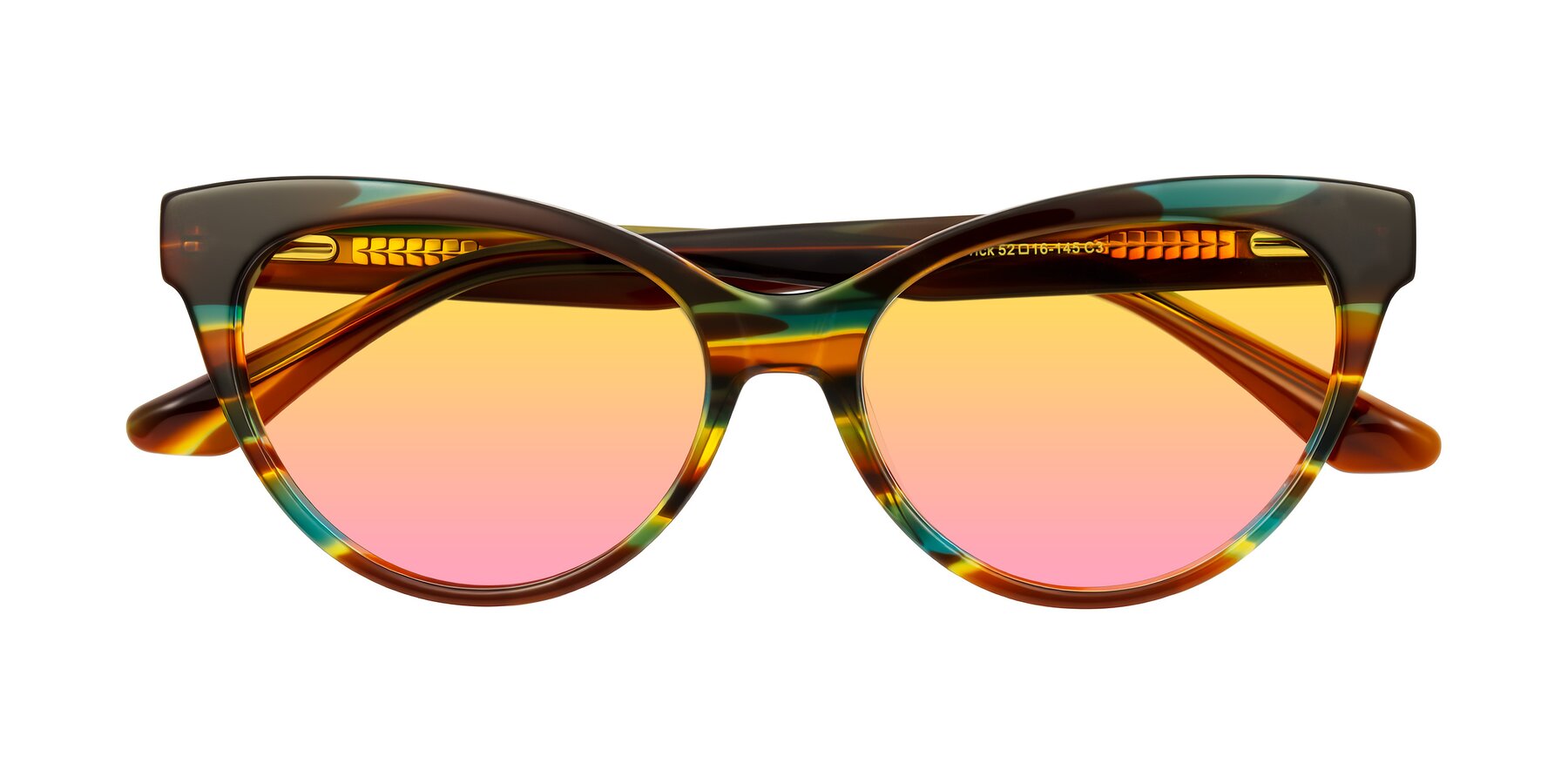 Folded Front of Carrick in Forest Tortoise with Yellow / Pink Gradient Lenses