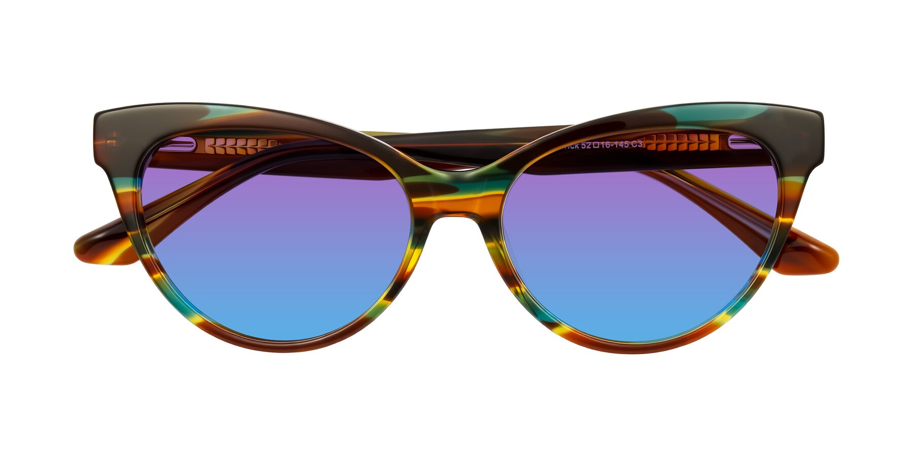 Folded Front of Carrick in Forest Tortoise with Purple / Blue Gradient Lenses