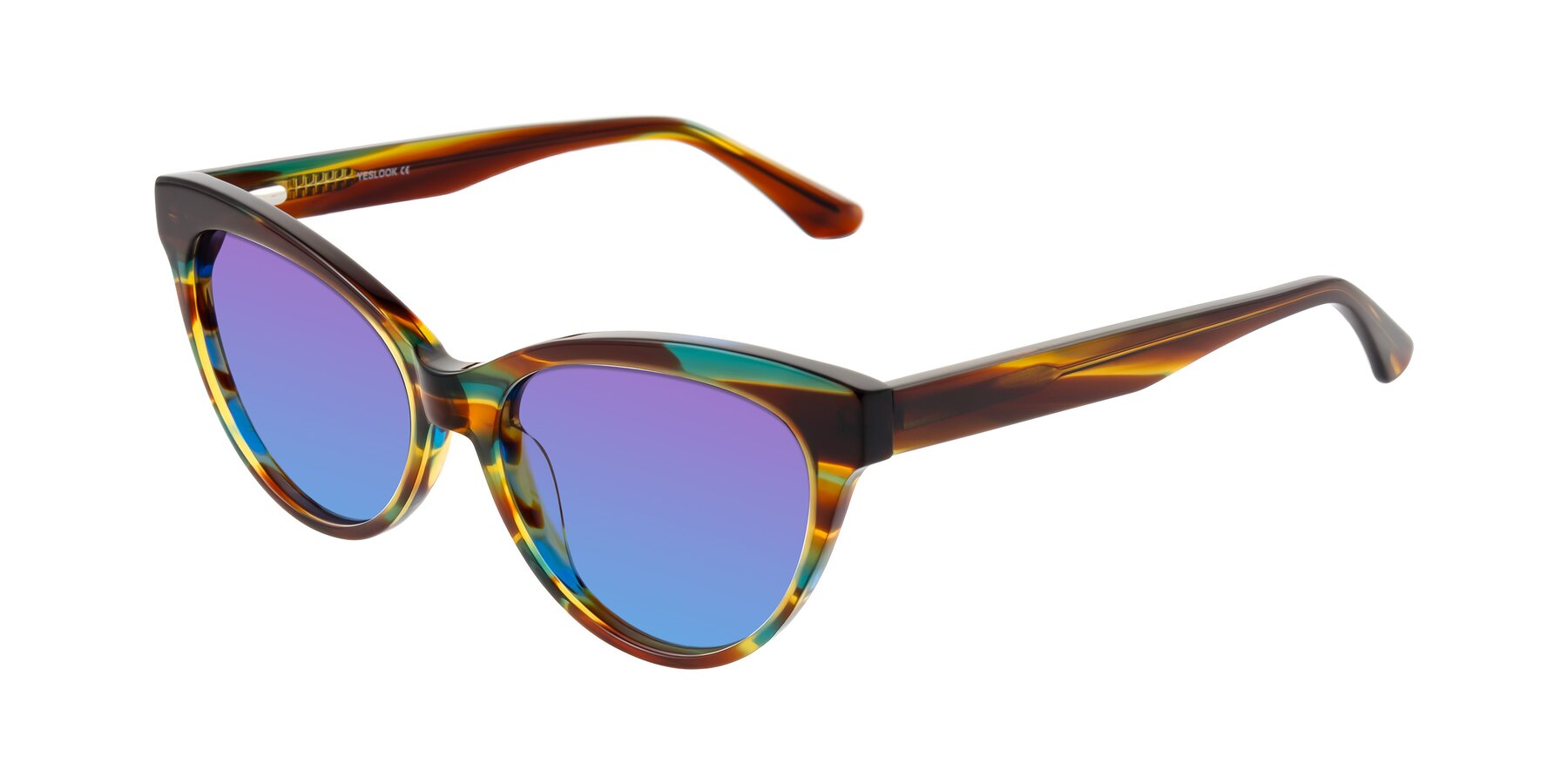 Angle of Carrick in Forest Tortoise with Purple / Blue Gradient Lenses