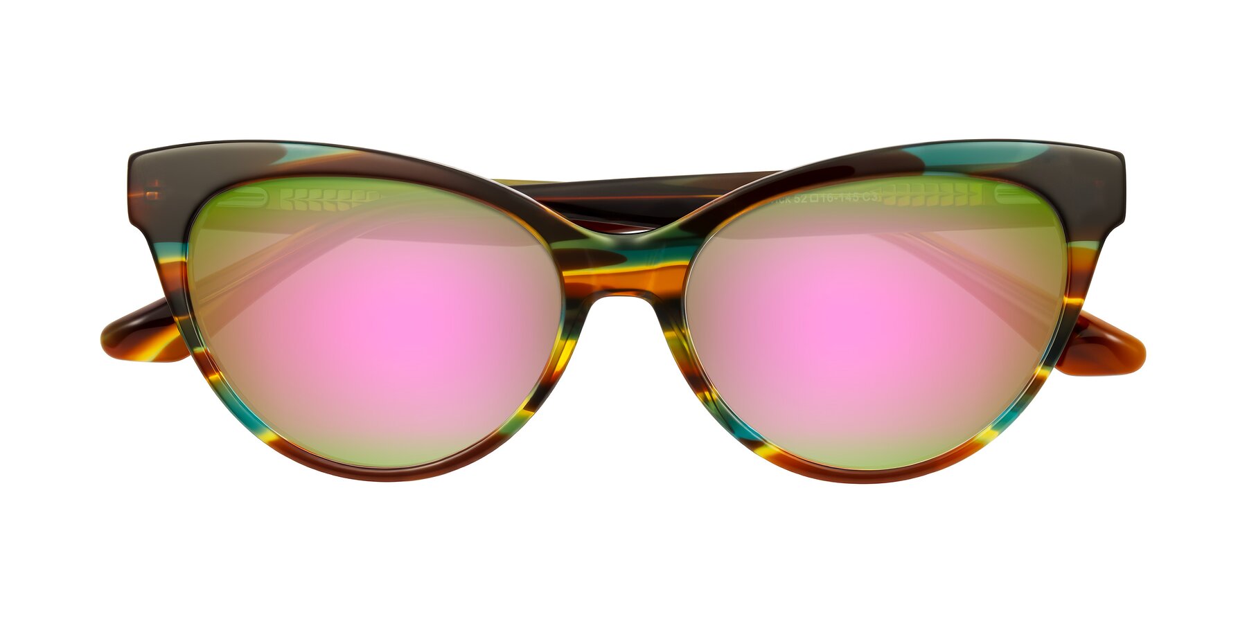 Folded Front of Carrick in Forest Tortoise with Pink Mirrored Lenses
