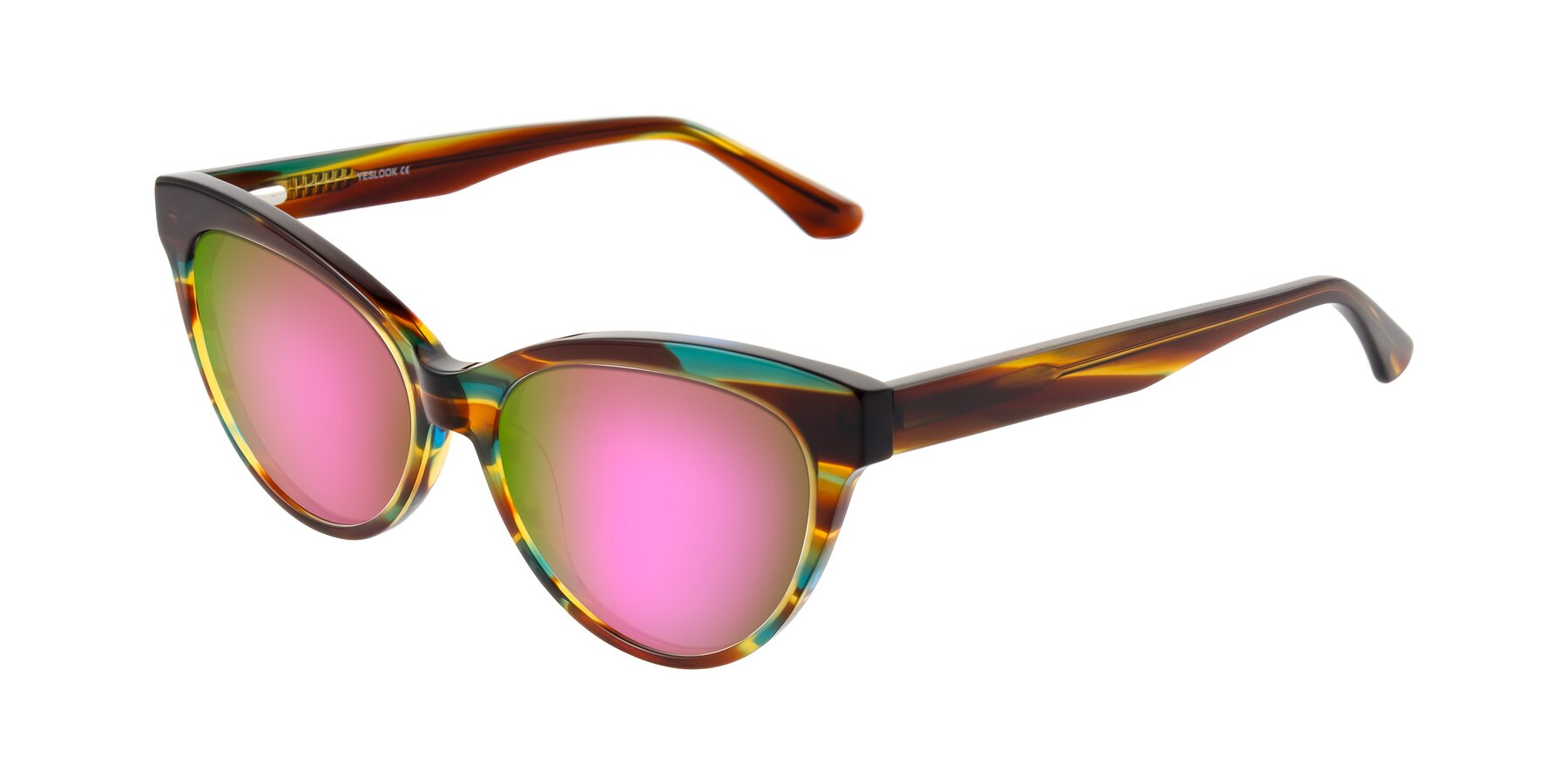 Angle of Carrick in Forest Tortoise with Pink Mirrored Lenses