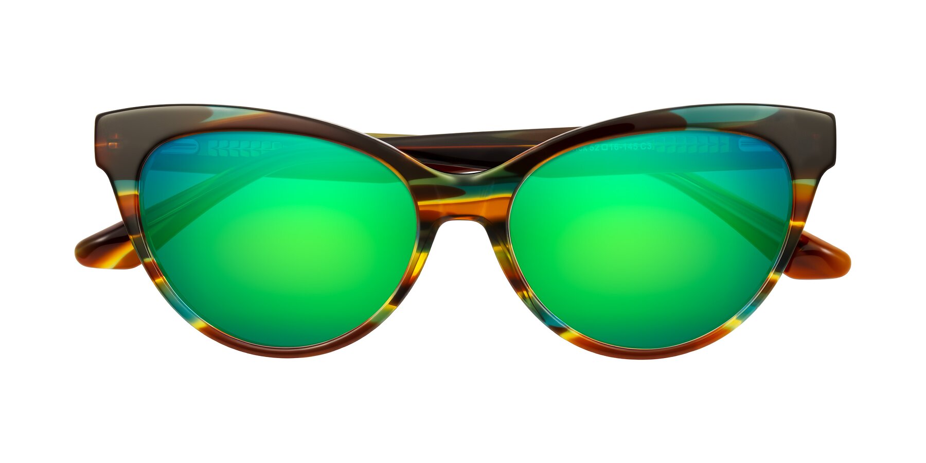 Folded Front of Carrick in Forest Tortoise with Green Mirrored Lenses