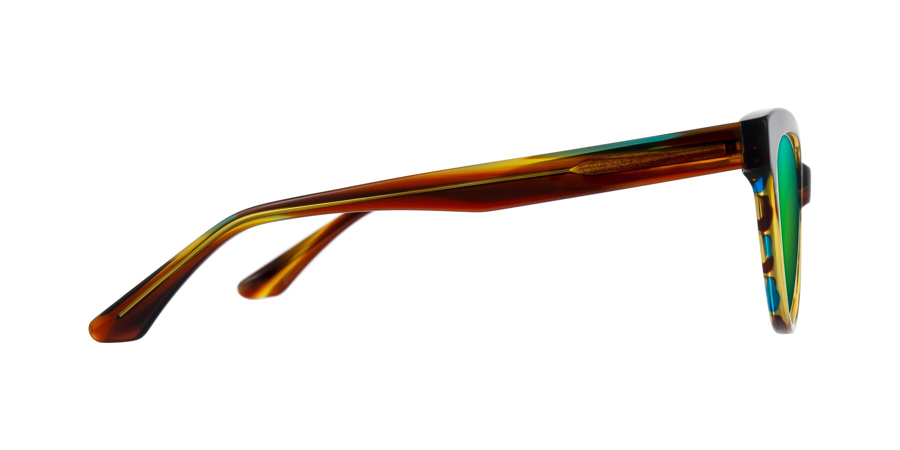 Side of Carrick in Forest Tortoise with Green Mirrored Lenses