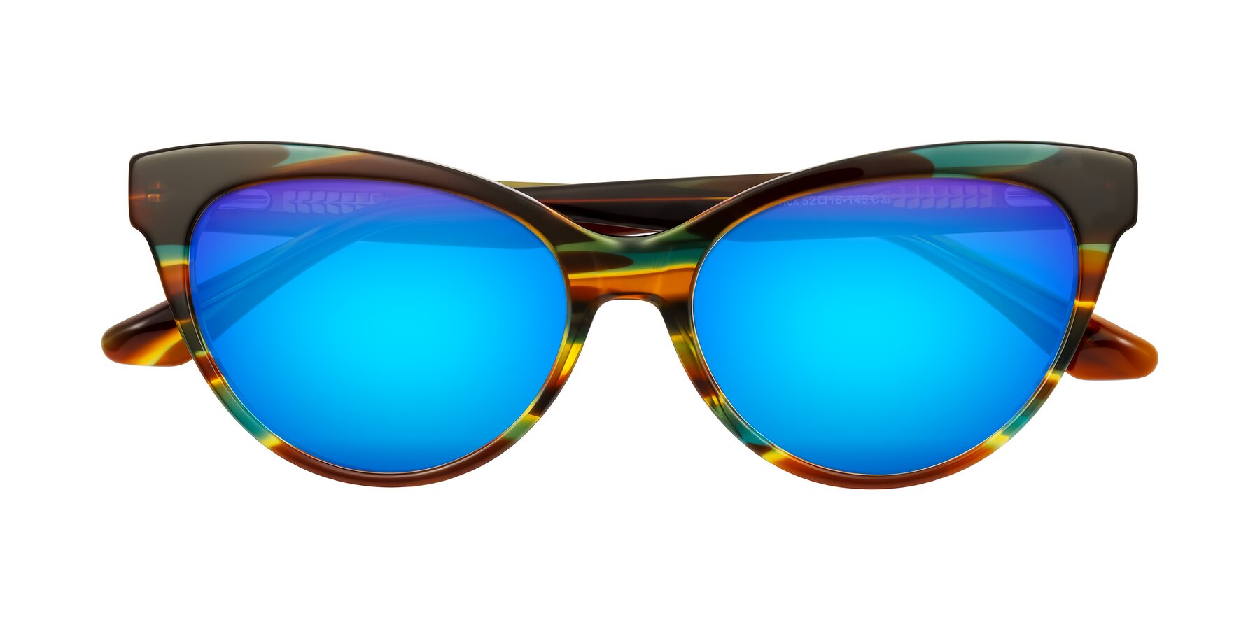 Folded Front of Carrick in Forest Tortoise with Blue Mirrored Lenses