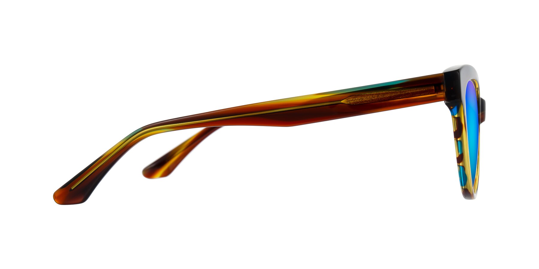 Side of Carrick in Forest Tortoise with Blue Mirrored Lenses