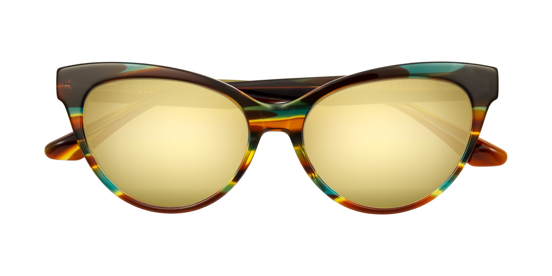 Folded Front of Carrick in Forest Tortoise with Gold Mirrored Lenses