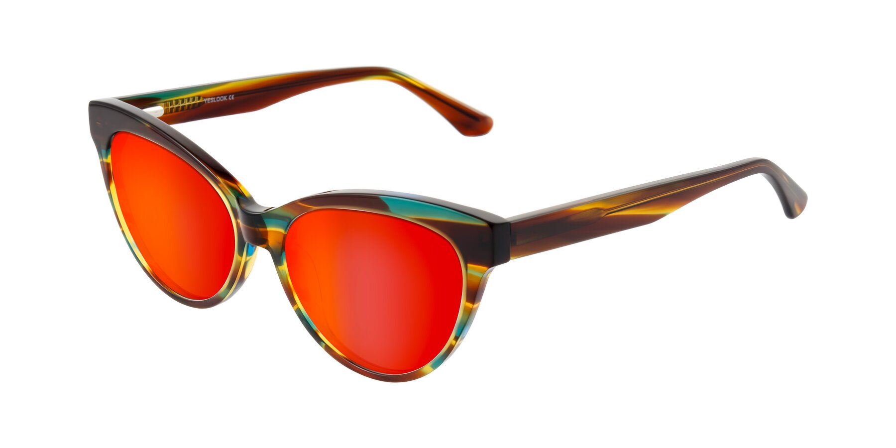 Angle of Carrick in Forest Tortoise with Red Gold Mirrored Lenses