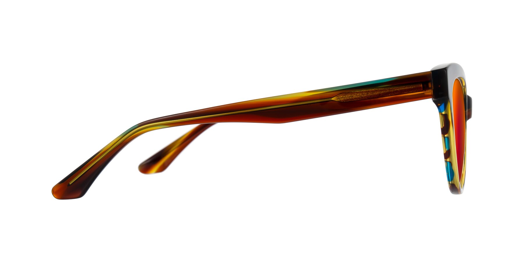 Side of Carrick in Forest Tortoise with Red Gold Mirrored Lenses