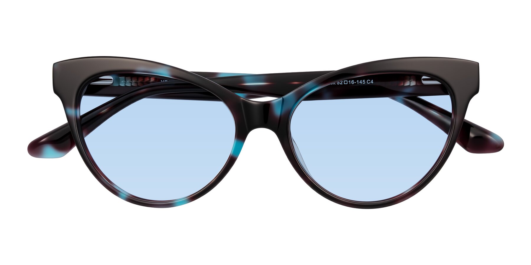 Folded Front of Carrick in Blue Shadow with Light Blue Tinted Lenses