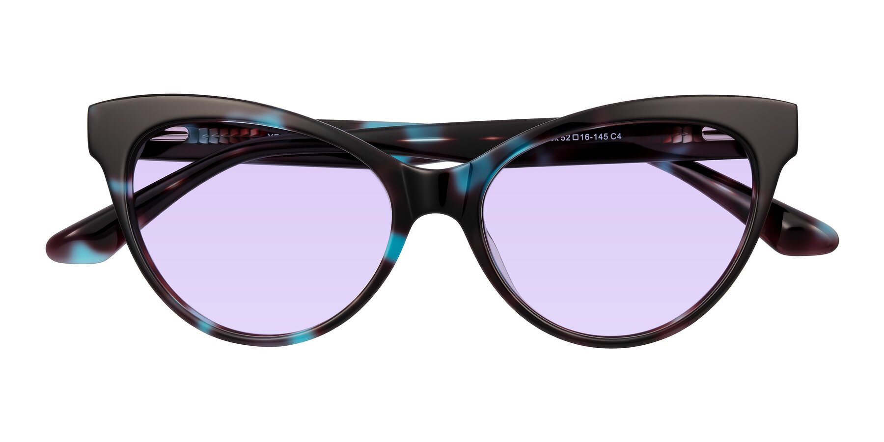 Folded Front of Carrick in Blue Shadow with Light Purple Tinted Lenses