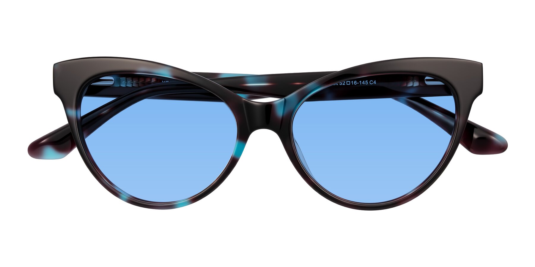 Folded Front of Carrick in Blue Shadow with Medium Blue Tinted Lenses