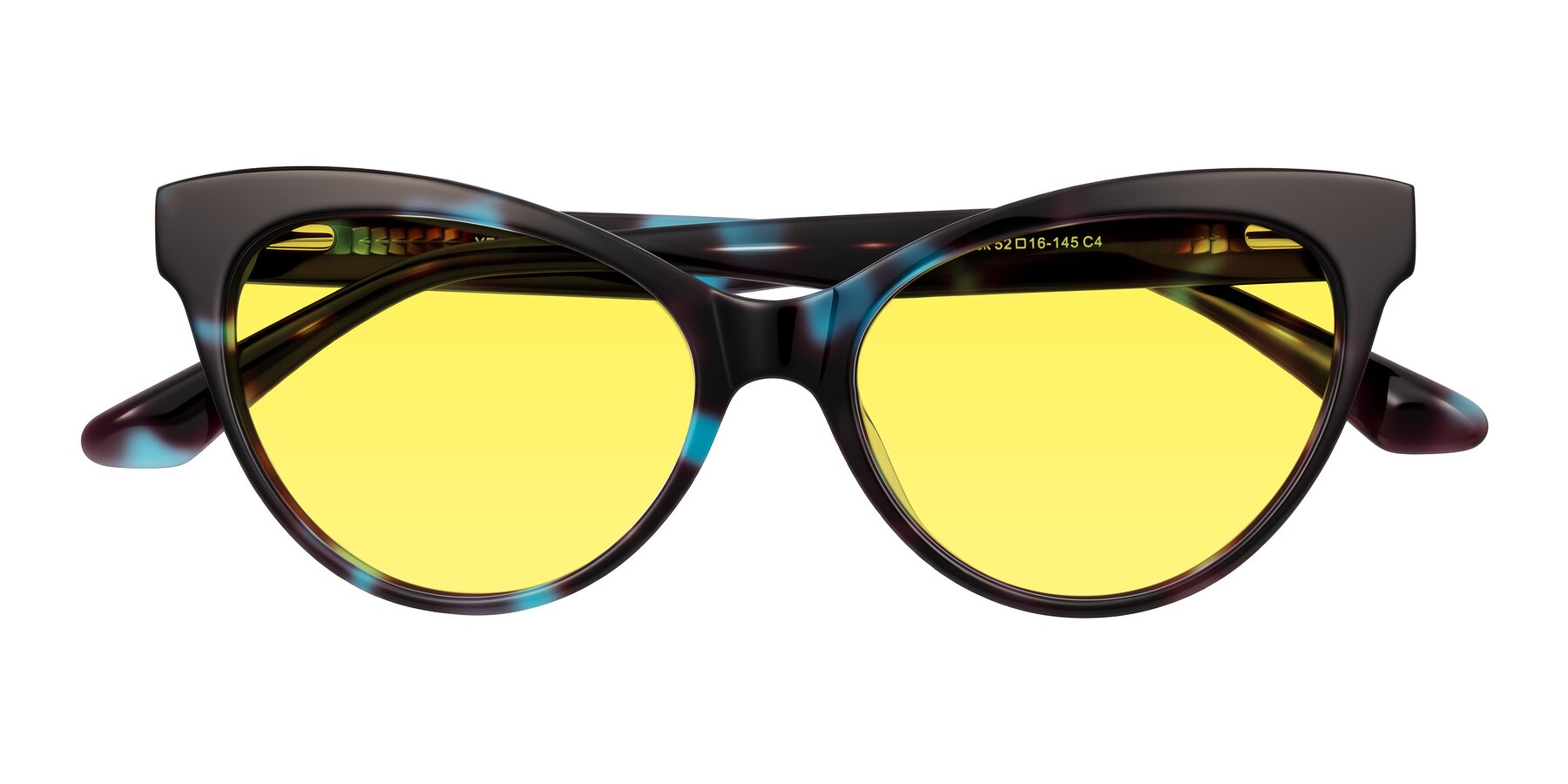 Folded Front of Carrick in Blue Shadow with Medium Yellow Tinted Lenses