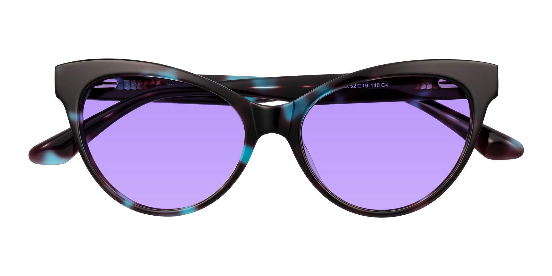 Folded Front of Carrick in Blue Shadow with Medium Purple Tinted Lenses