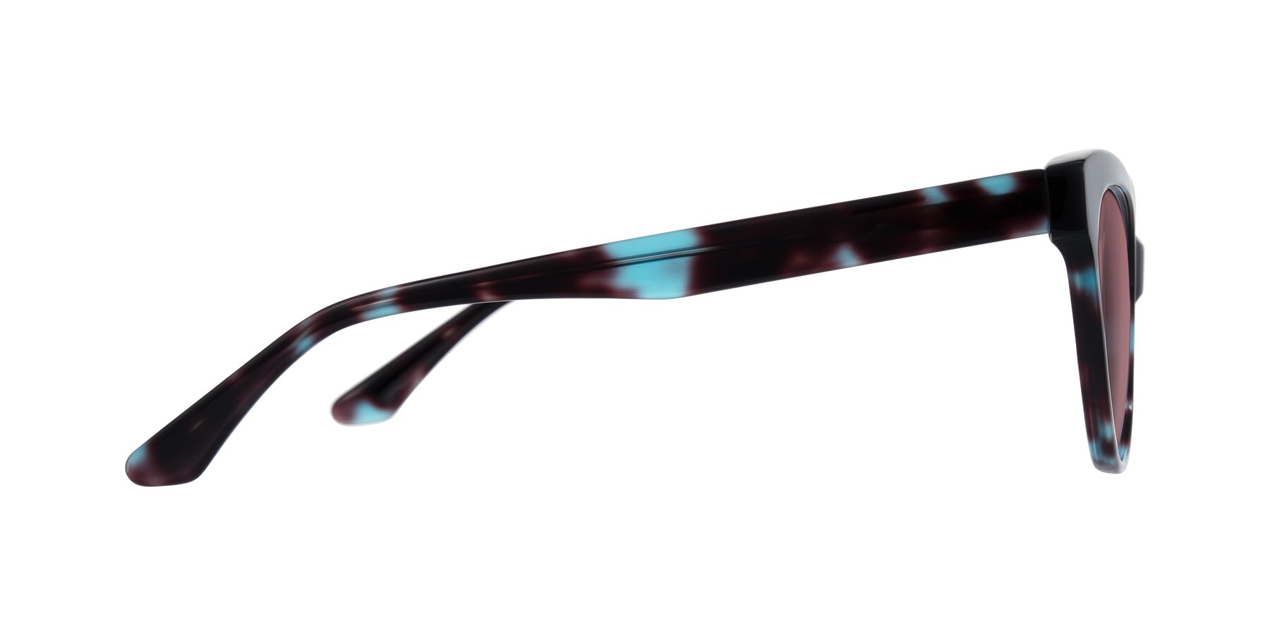 Side of Carrick in Blue Shadow with Medium Garnet Tinted Lenses