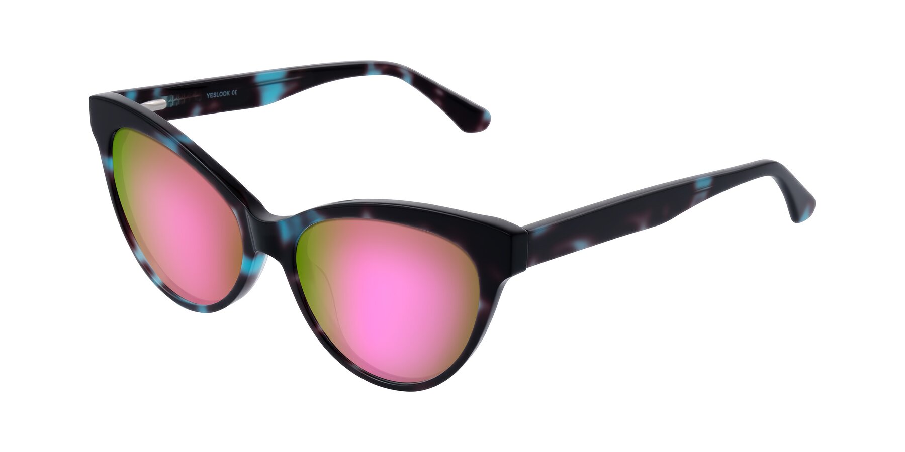 Angle of Carrick in Blue Shadow with Pink Mirrored Lenses