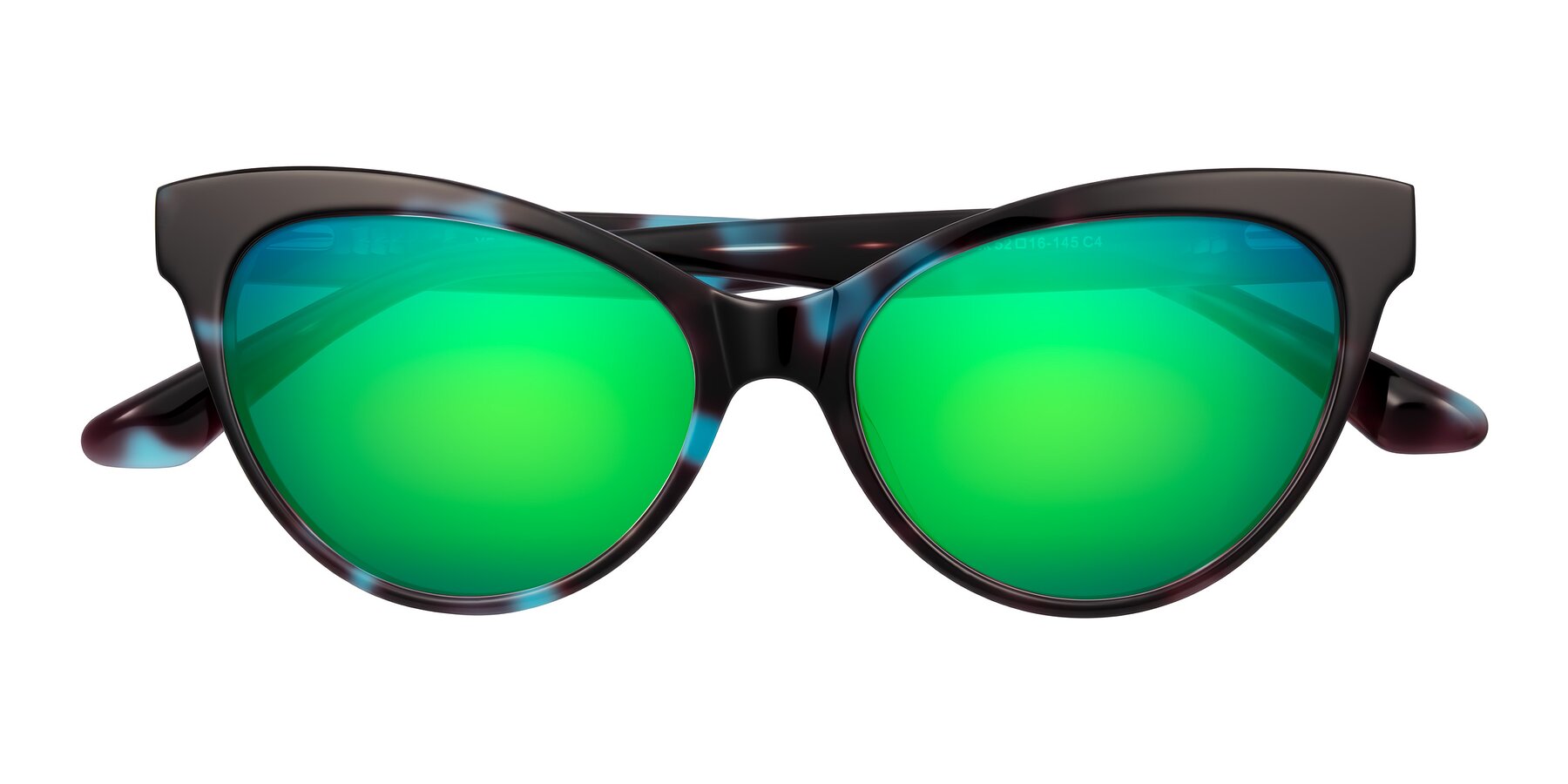 Folded Front of Carrick in Blue Shadow with Green Mirrored Lenses