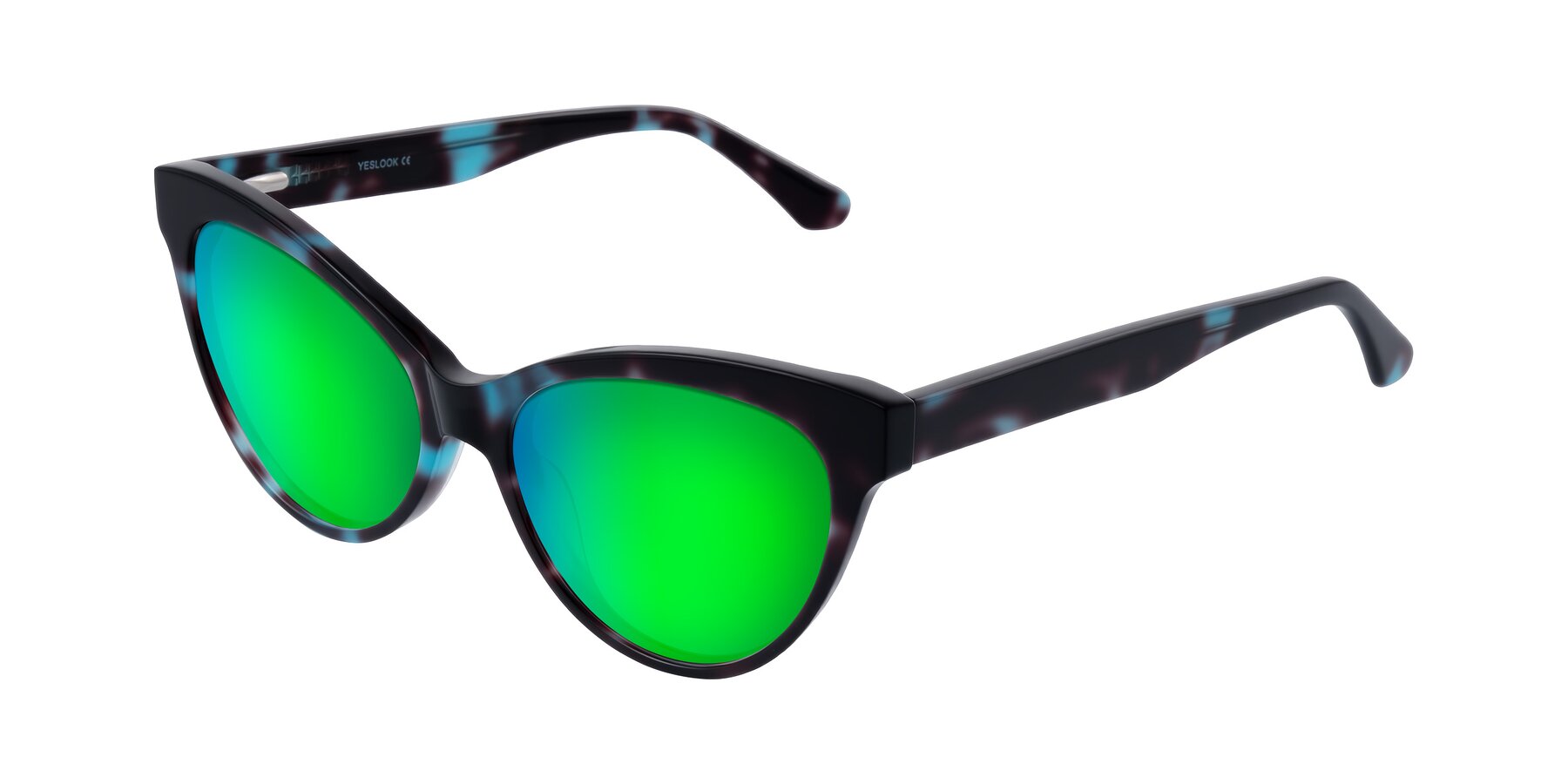 Angle of Carrick in Blue Shadow with Green Mirrored Lenses
