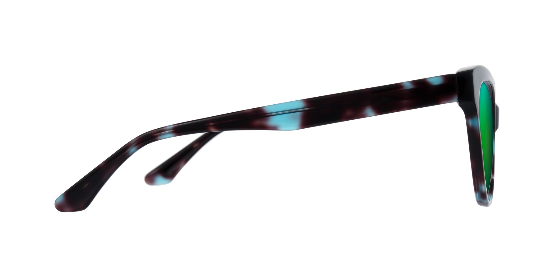 Side of Carrick in Blue Shadow with Green Mirrored Lenses