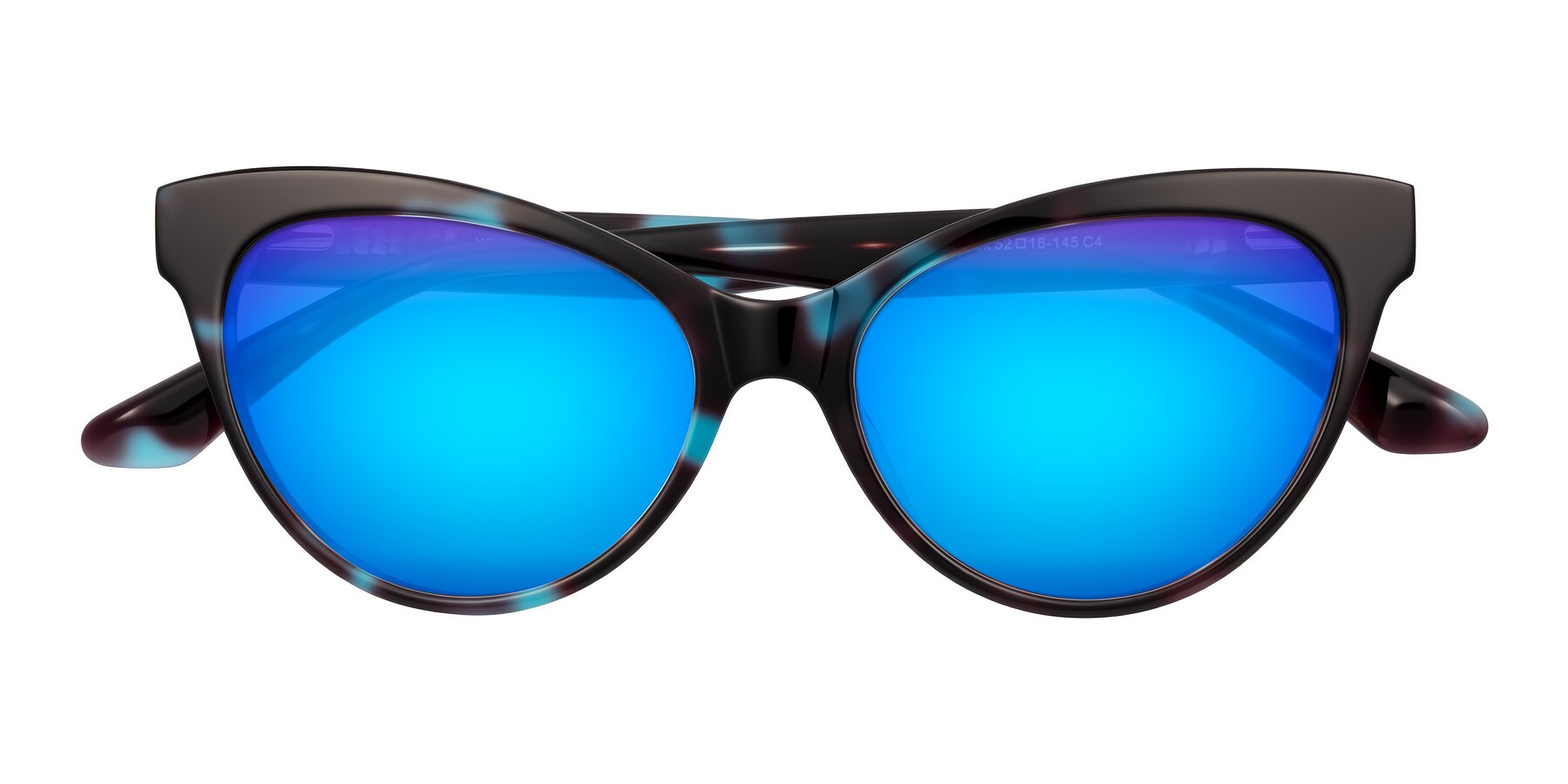Folded Front of Carrick in Blue Shadow with Blue Mirrored Lenses