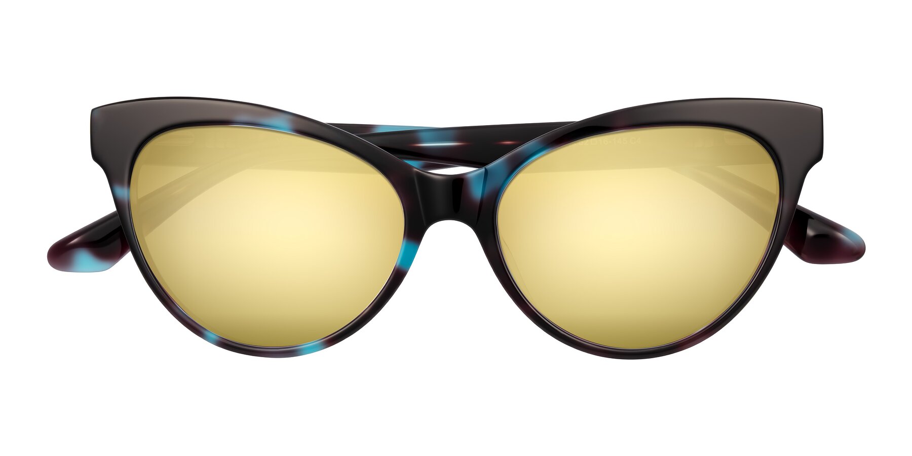 Folded Front of Carrick in Blue Shadow with Gold Mirrored Lenses