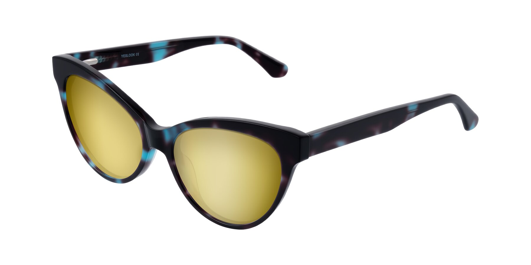Angle of Carrick in Blue Shadow with Gold Mirrored Lenses