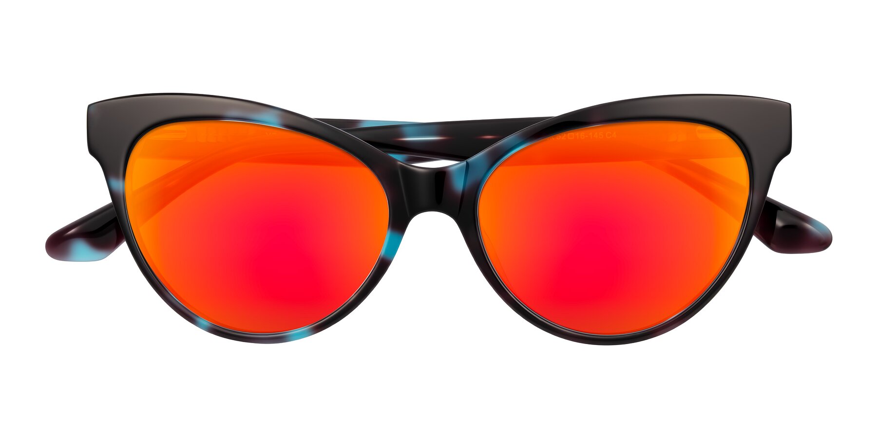 Folded Front of Carrick in Blue Shadow with Red Gold Mirrored Lenses