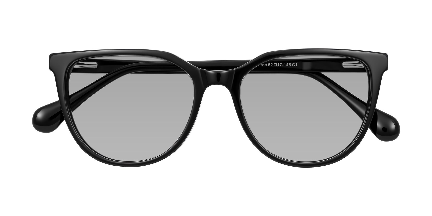 Folded Front of Glenroe in Black with Light Gray Tinted Lenses