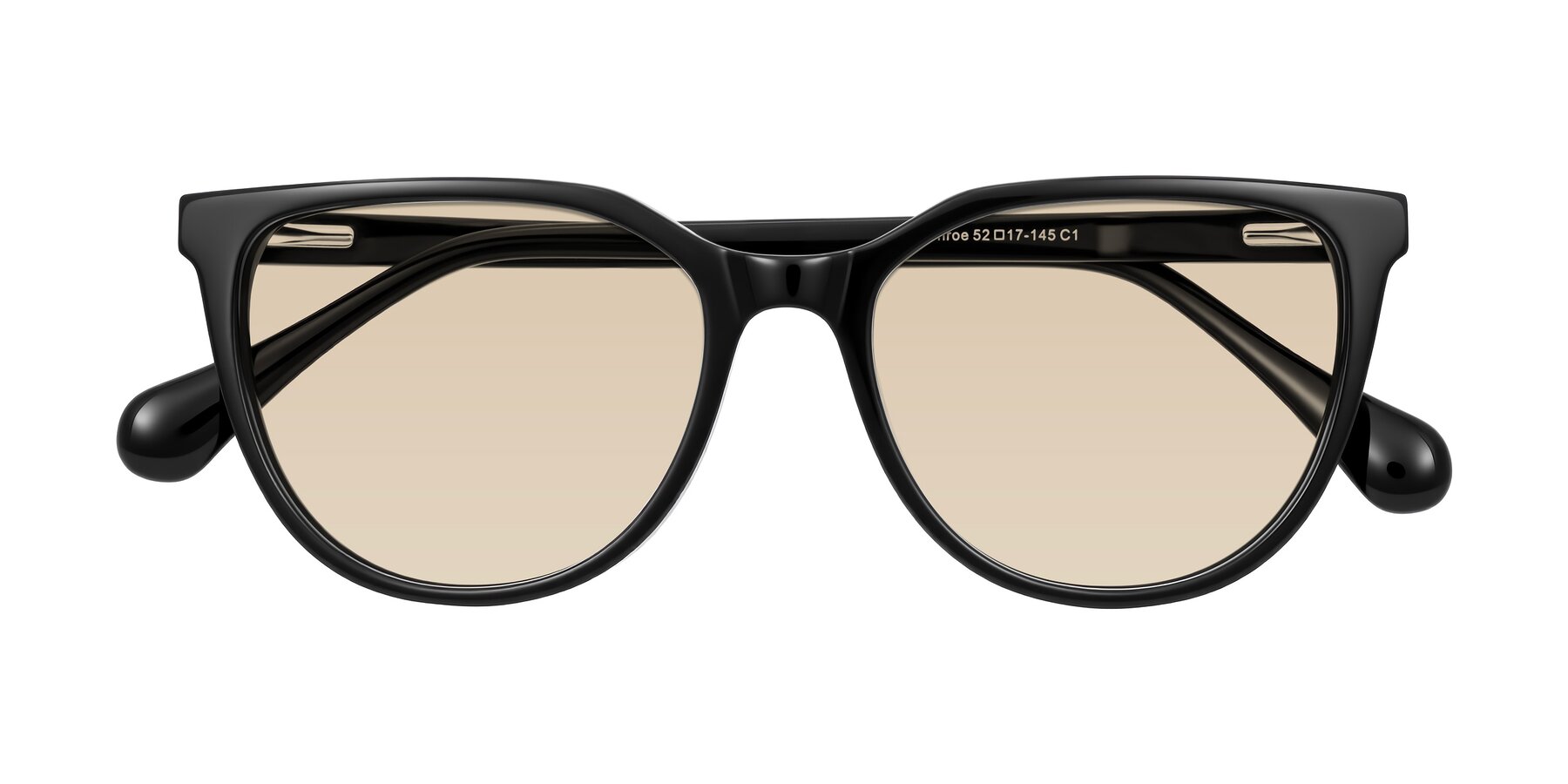 Folded Front of Glenroe in Black with Light Brown Tinted Lenses