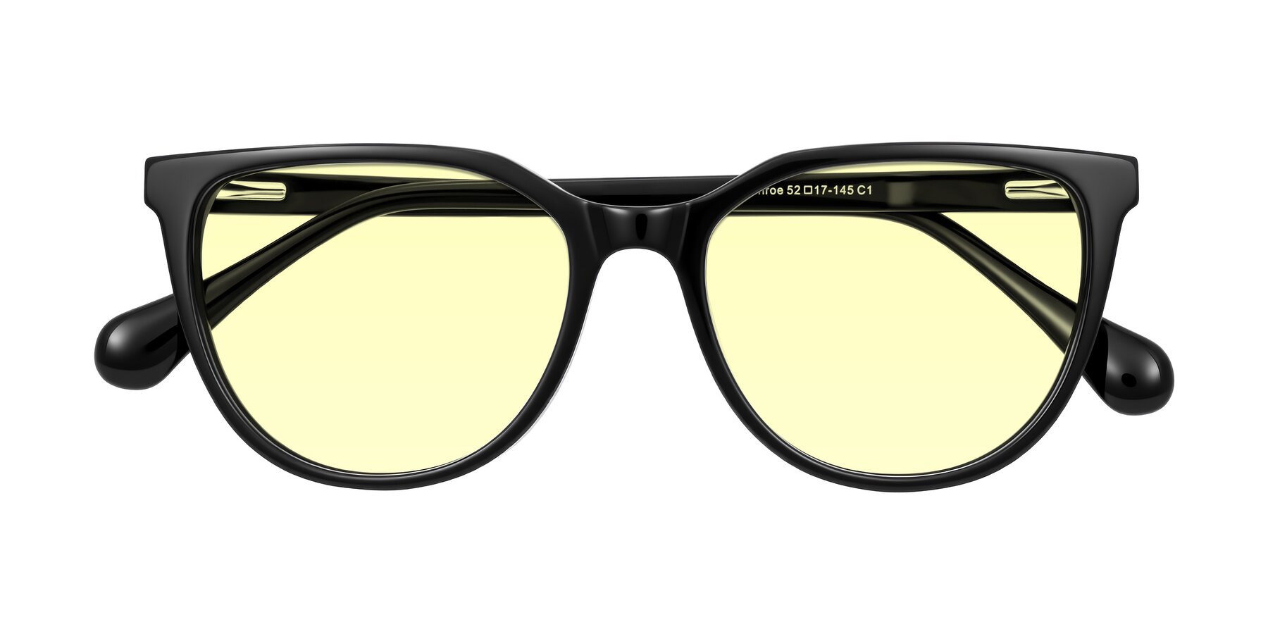 Folded Front of Glenroe in Black with Light Yellow Tinted Lenses