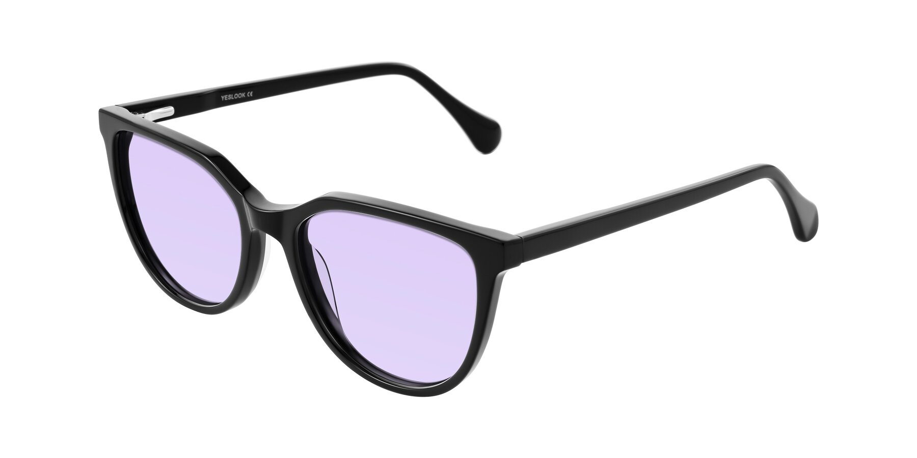 Angle of Glenroe in Black with Light Purple Tinted Lenses