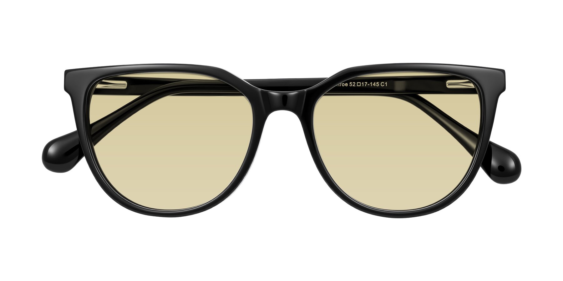 Folded Front of Glenroe in Black with Light Champagne Tinted Lenses