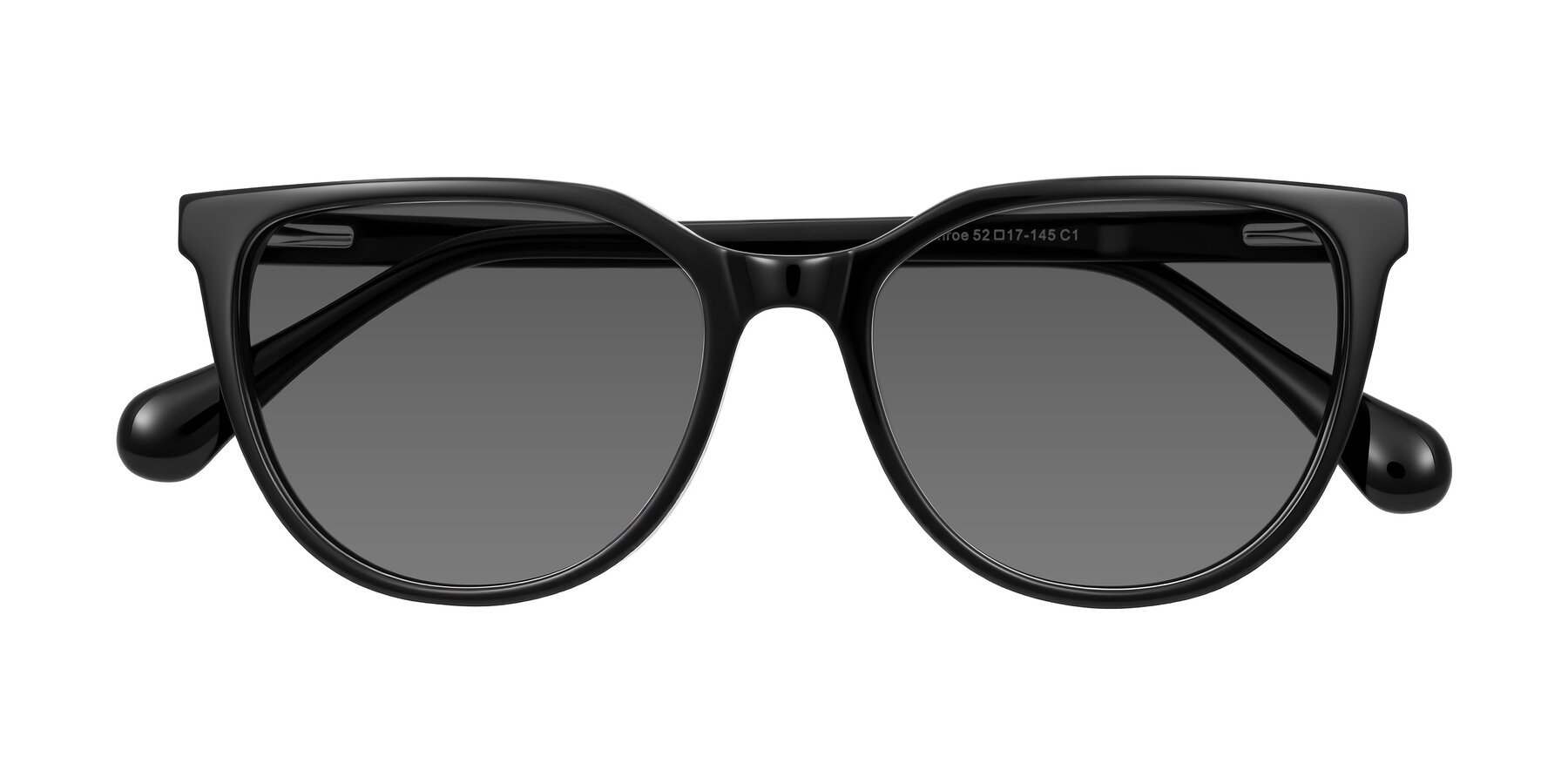 Folded Front of Glenroe in Black with Medium Gray Tinted Lenses