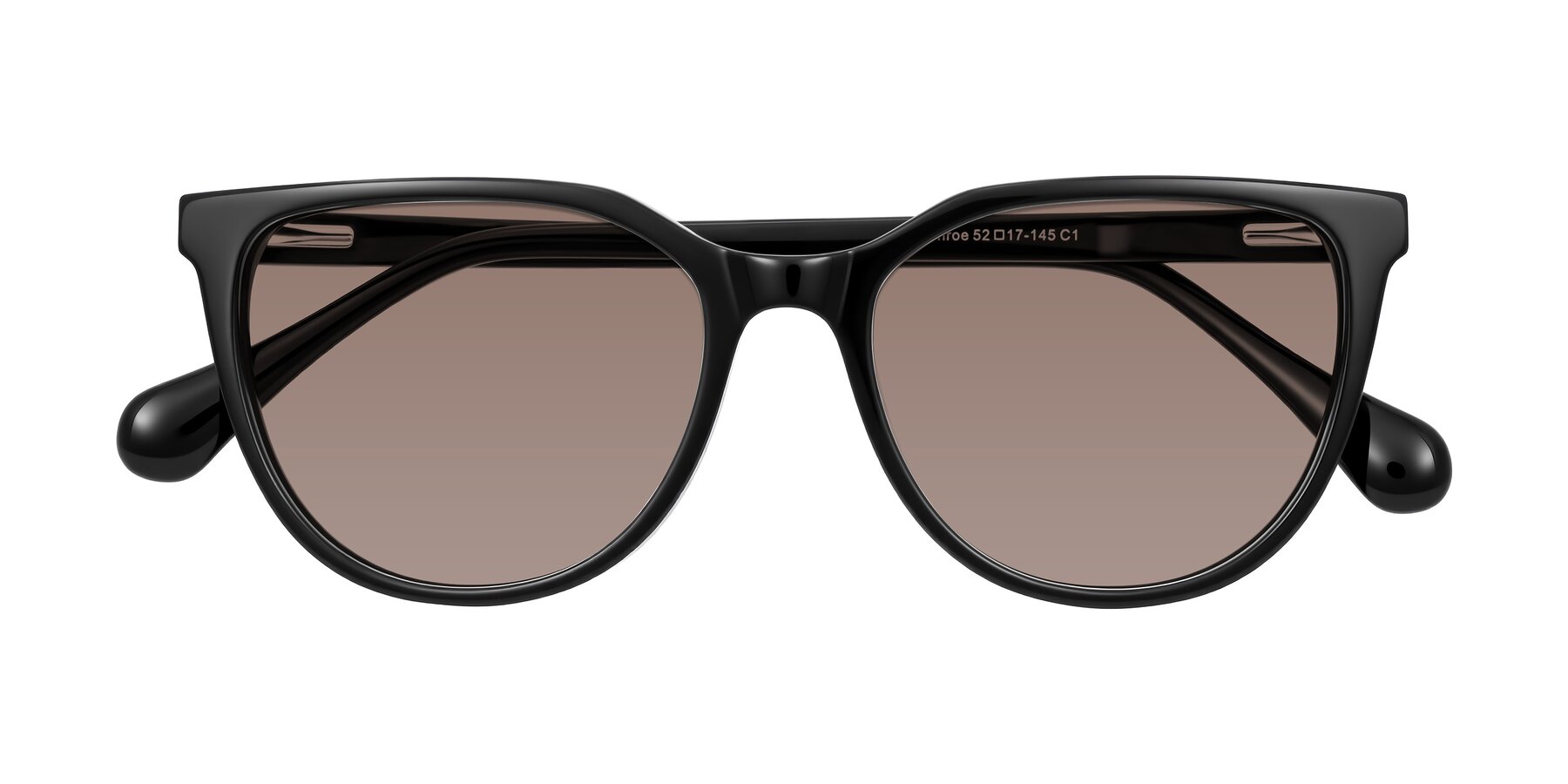 Folded Front of Glenroe in Black with Medium Brown Tinted Lenses