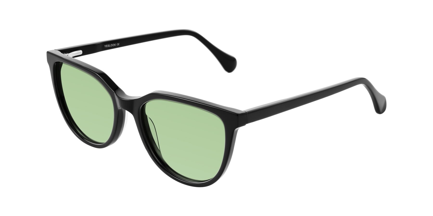Angle of Glenroe in Black with Medium Green Tinted Lenses