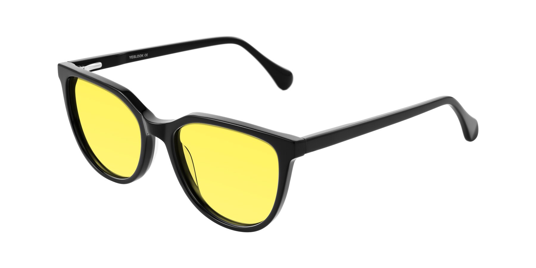 Angle of Glenroe in Black with Medium Yellow Tinted Lenses
